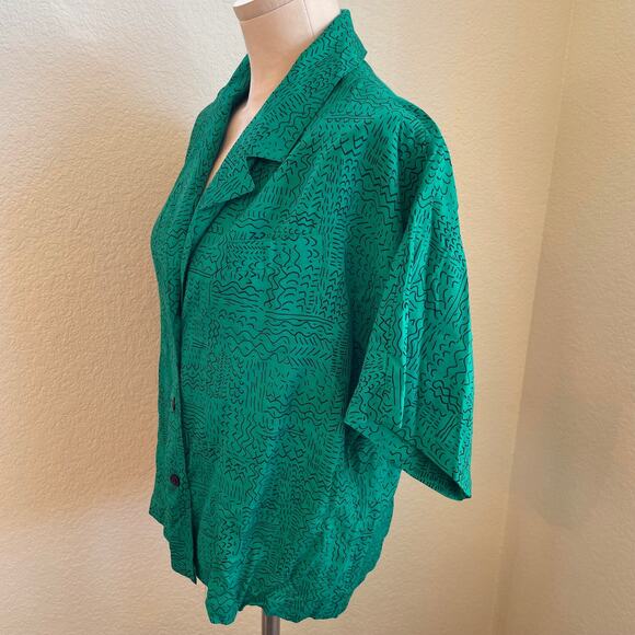 Vintage Cos Cob green button down casual womens blouse Large RARE - Picture 6 of 12